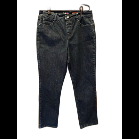 Style & Co Jeans Womens Sz 12 Dk Denim Tummy Control Straight Leg  Jeans Stylish - Picture 1 of 12